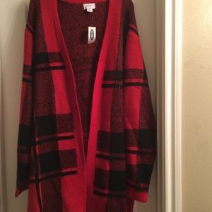 Long, open front cardigan